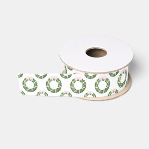 Pink Bow Sash Christmas Wreath Grosgrain Ribbon
