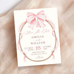 Pink bow  save the date