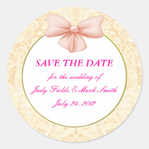 Pink Bow Save The Date Stickers