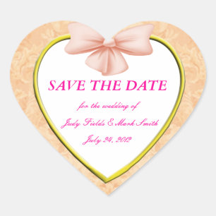 Pink Bow Save The Date Stickers