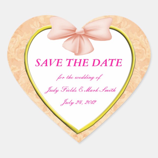 Pink Bow Save The Date Stickers (Front)