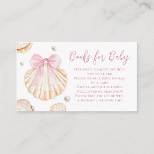 Pink Bow Seashell Baby Shower Books For Baby Enclosure Card