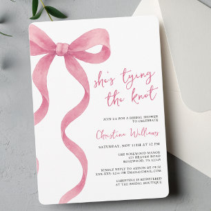 Pink Bow She’s Tying The Knot Bridal Shower Invitation