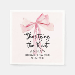 Pink Bow She Tying The Knot Bridal Shower Napkin