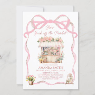 Pink Bow She's Fresh Off the Market Bridal Shower  Invitation
