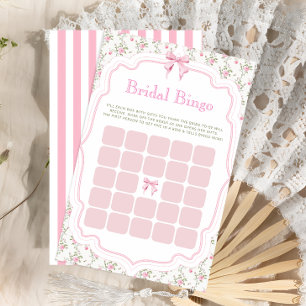 Pink Bow She's Tying the Knot Bridal Bingo Game