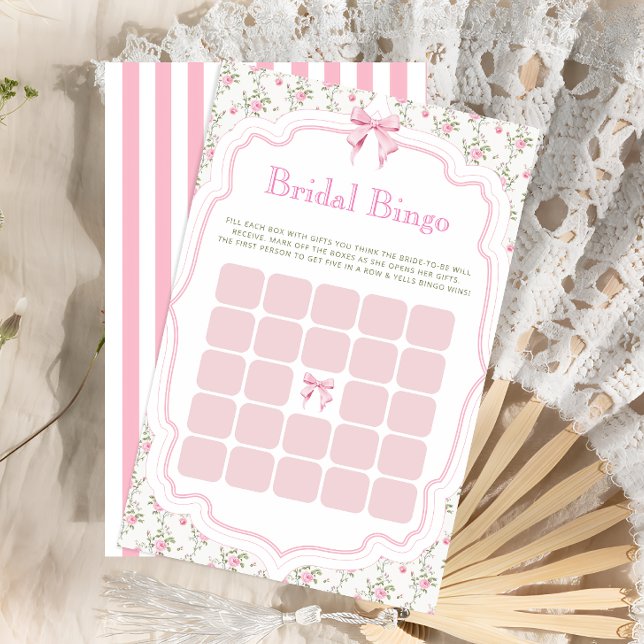 Pink Bow She's Tying the Knot Bridal Bingo Game (Creator Uploaded)