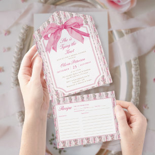 Pink Bow She's Tying the Knot Bridal Shower All In One Invitation