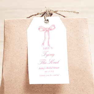 Pink Bow She's Tying The Knot Bridal Shower Gift Tags
