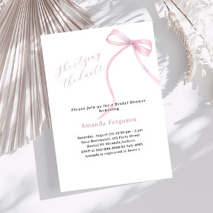 Pink bow She's tying the Knot Bridal Shower Invitation