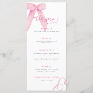 Pink Bow She's Tying the Knot Bridal Shower Menu