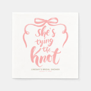 Pink Bow She's Tying the Knot Bridal Shower Napkin