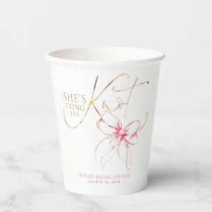 Pink Bow She's Tying the Knot Bridal Shower Paper Cups