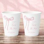 Pink Bow She's Tying The Knot Bridal Shower Paper Cups<br><div class="desc">Pink Bow She's Tying The Knot Bridal Shower Paper Cups</div>