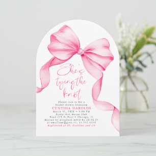 Pink Bow She's Tying the Knot Bridal Shower Photo Invitation