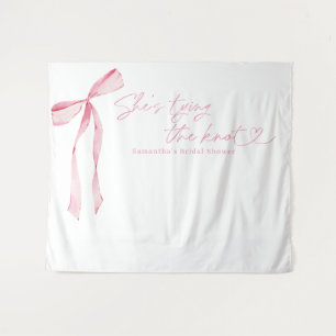 Pink Bow She's Tying the Knot Bridal Shower Tapestry