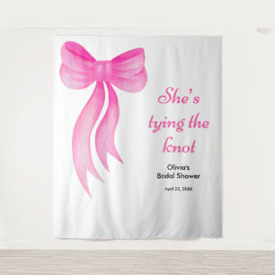 Pink Bow She's Tying the Knot Bridal Shower Tapestry