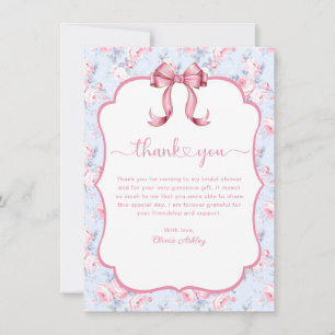 Pink Bow She's Tying the Knot Bridal Shower Thank You Card