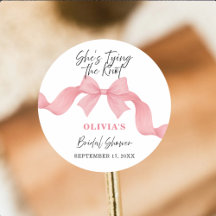 Pink Bow She's Tying the Knot Cute Bridal Shower