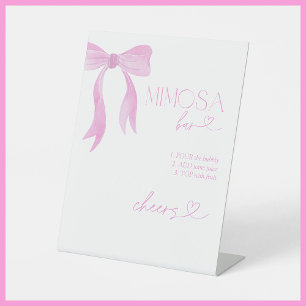 Pink Bow She's Tying The Knot Mimosa Bar Pedestal Sign