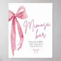 Pink Bow She's Tying the Knot Mimosa Bar Sign