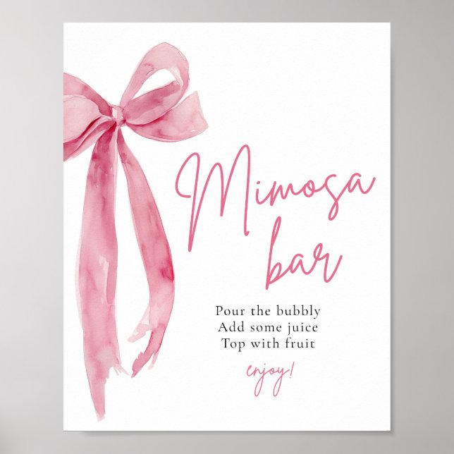 Pink Bow She's Tying the Knot Mimosa Bar Sign (Front)