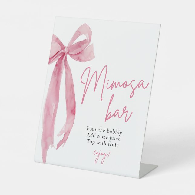 Pink Bow She's Tying the Knot Mimosa Bar Sign (Front)