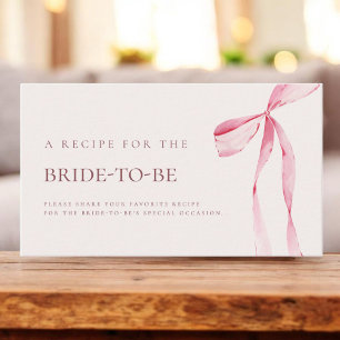 Pink Bow She's Tying the Knot Recipe Share Enclosure Card