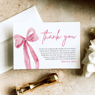 Pink Bow She's Tying the Knot Thank You Card