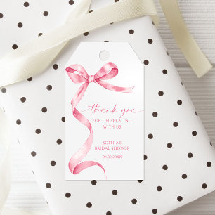 Pink Bow Shower Favour Gift Tag