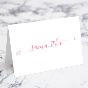 Pink Bow Signature Name Place Cards