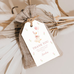 Pink Bow Silly Goose Balloons Floral 1st Birthday Gift Tags