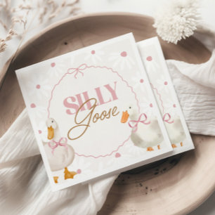 Pink Bow Silly Goose Coquette Birthday Napkin
