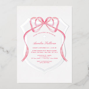 Pink Bow Silver Crest Baptism