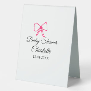 PINK BOW SIMPLE BABY SHOWER ADD NAME DATE MINIMAL