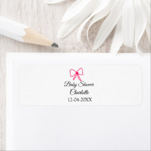 PINK BOW SIMPLE BABY SHOWER ADD NAME DATE MINIMAL