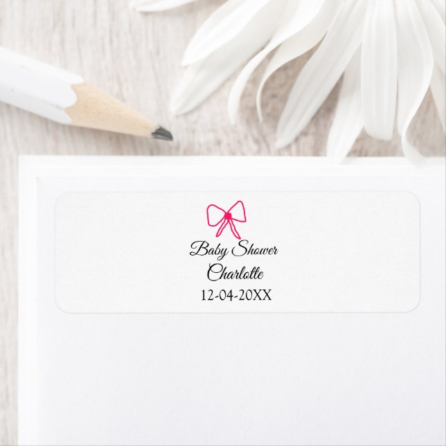 PINK BOW SIMPLE BABY SHOWER ADD NAME DATE MINIMAL (Insitu)