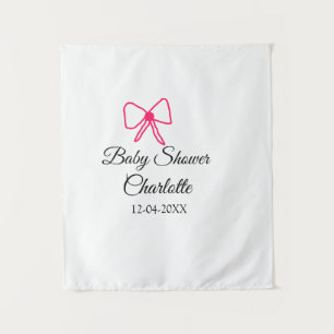 PINK BOW SIMPLE BABY SHOWER ADD NAME DATE MINIMAL TAPESTRY