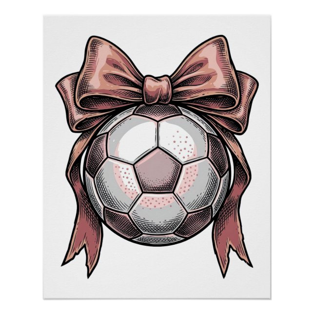 Pink Bow Soccer Ball Vintage Poster (Front)