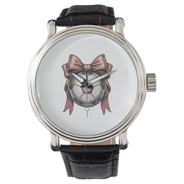 Pink Bow Soccer Ball Vintage Watch (Front)