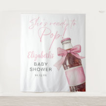 Pink Bow Soda Bottle Baby Shower Photo Backdrop