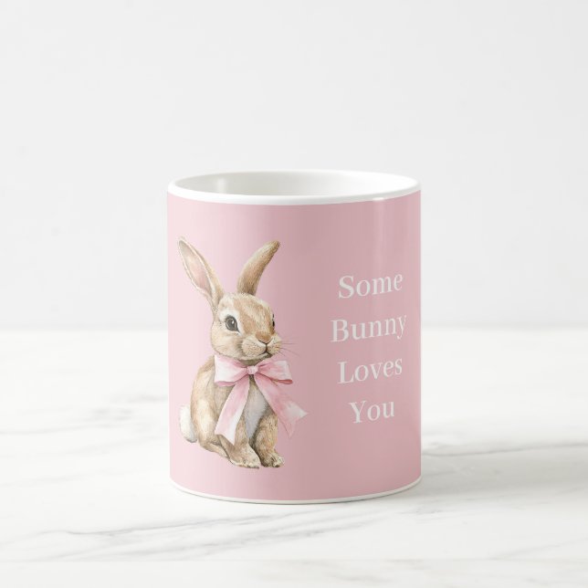Pink Bow Some Bunny Loves You Coffee Mug (Center)