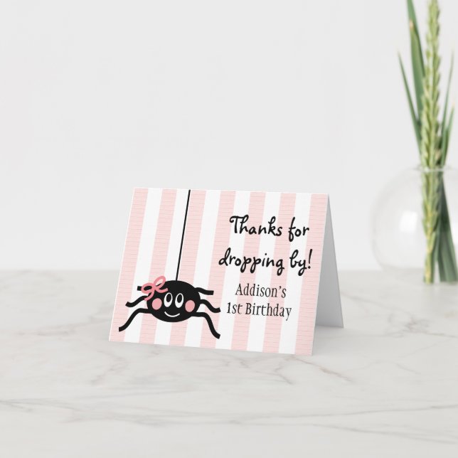 PINK BOW SPIDER THANK YOU CARD (Front)