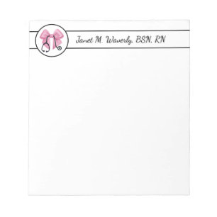 Pink Bow & Stethoscope Personalised Notepad