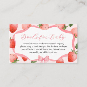 Pink Bow Strawberry Berry Sweet Books for Baby Enclosure Card