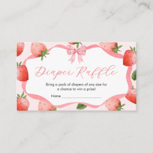 Pink Bow Strawberry Berry Sweet Diaper Raffle Enclosure Card