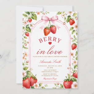 Pink Bow Strawberry Bridal Shower Daisy Floral  Invitation