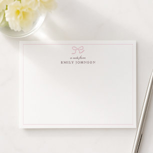 Pink Bow & Stripes a Note From Flat Note Card