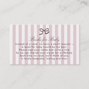 PInk Bow & Stripes Books for baby Enclosure Card