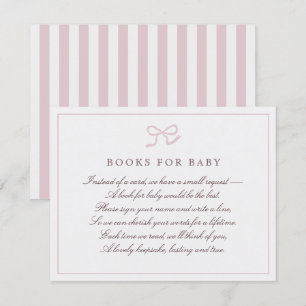 PInk Bow & Stripes Books for baby Enclosure Card